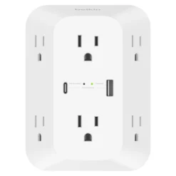 Fashion 6 Outlet Wall Surge Protector with USB-C and USB-A Surge Protectors & Power Strips