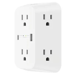 Fashion 6 Outlet Wall Surge Protector with USB-C and USB-A Surge Protectors & Power Strips