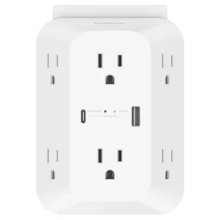Fashion 6 Outlet Wall Surge Protector with USB-C and USB-A Surge Protectors & Power Strips