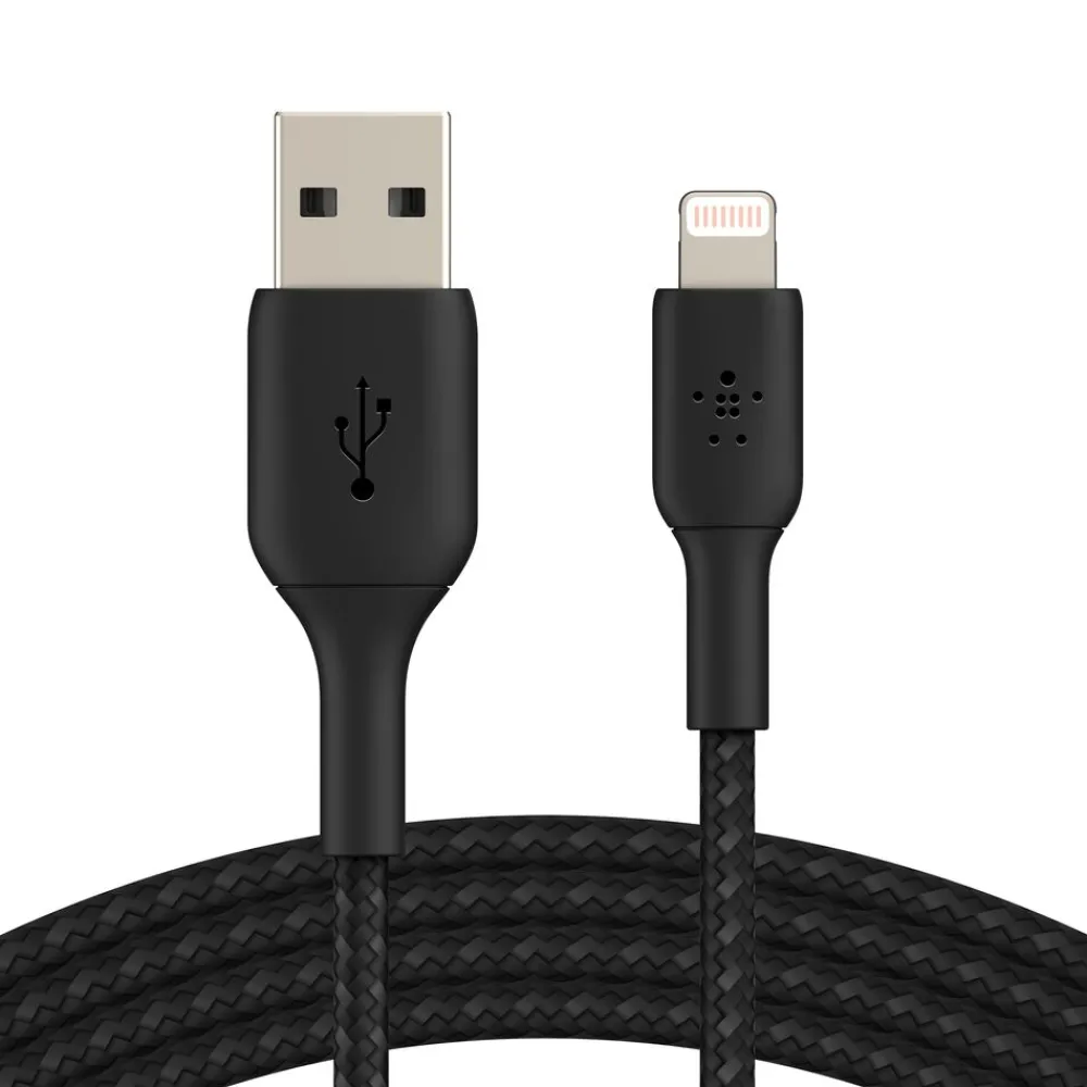 Fashion Braided Lightning to USB-A Cable (1m / 3.3ft, Black) Charging Cables