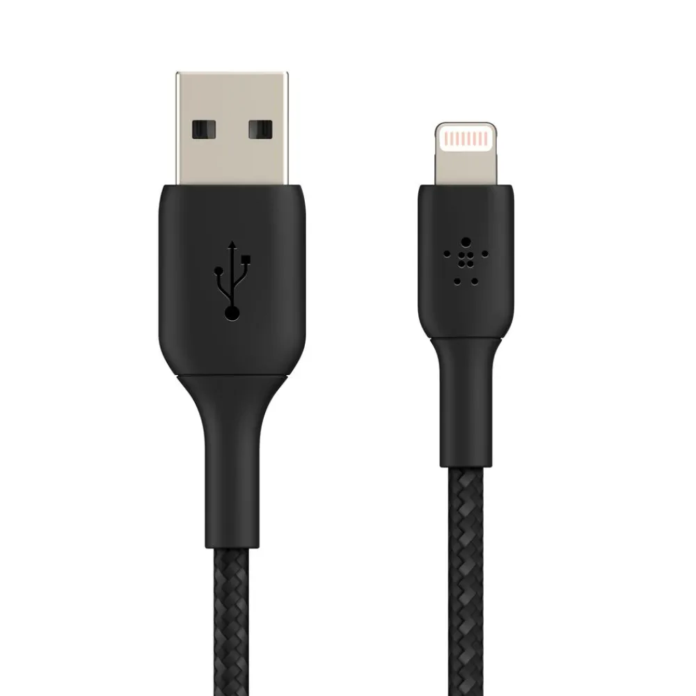Fashion Braided Lightning to USB-A Cable (1m / 3.3ft, Black) Charging Cables