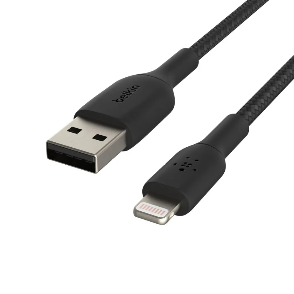 Fashion Braided Lightning to USB-A Cable (1m / 3.3ft, Black) Charging Cables