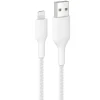 Outlet Braided USB-A Cable with Lightning Connector, 3.3ft/1m, White Charging Cables