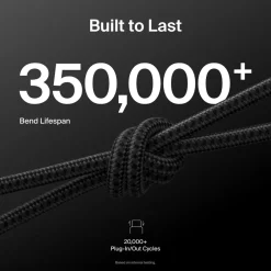 Online Braided USB-C to USB-C Cable 60W, 3.3ft/1m, Black Charging Cables|Usb-C Cables