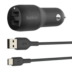 Clearance Dual USB-A Car Charger 24W + USB-A to USB-C Cable Car Chargers