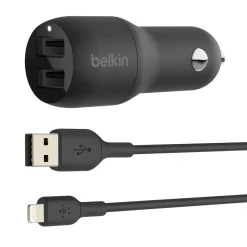Sale Dual USB-A Car Charger 24W + USB-A to Lightning Cable Car Chargers