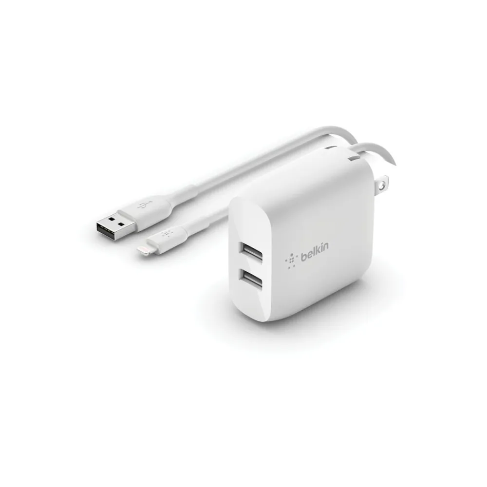 Fashion Dual USB-A Wall Charger 24W + Lightning to USB-A Cable Usb-C Chargers