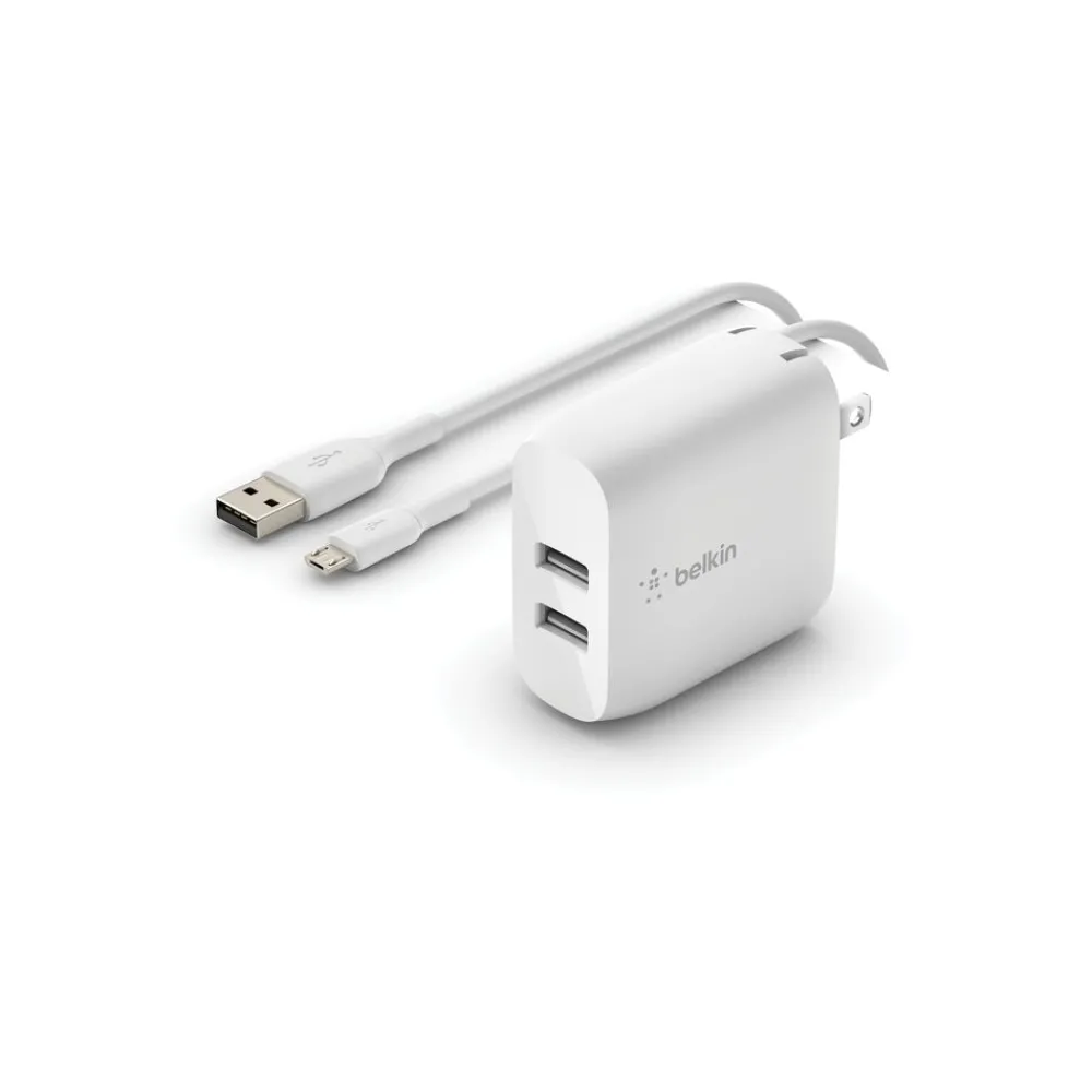 Online Dual USB-A Wall Charger 24W + USB-A to Micro-USB cable Usb-C Chargers