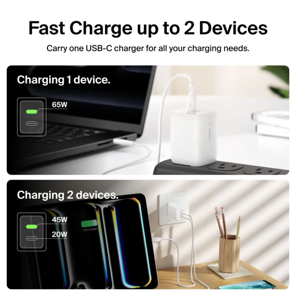 Best Dual USB-C GaN Wall Charger with PPS 65W + USB-C to USB-C Cable Gan Chargers|Usb-C Chargers