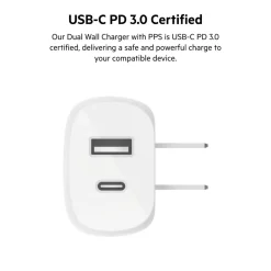 Fashion Dual Wall Charger with PPS + USB-C Cable with Lightning Connector Usb-C Chargers