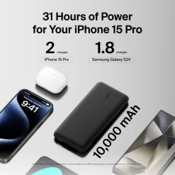 New 10K USB-C Power Bank with Integrated Cables Power Banks|Portable Chargers & Power Banks