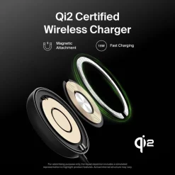New Magnetic Wireless Charging Pad with Qi2 15W, Black Wireless Charging Pads|Wireless Charging Stands