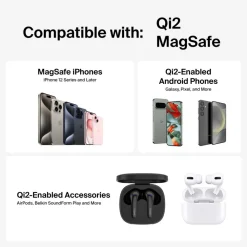 New Magnetic Wireless Charging Pad with Qi2 15W, Black Wireless Charging Pads|Wireless Charging Stands