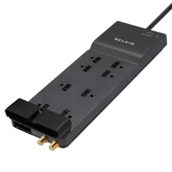 Discount 8-Outlet Home/Office Surge Protector w/Telephone Line + Extended Cord Surge Protectors & Power Strips