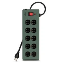Sale 10-Outlet Metal Surge Protector with 15ft Power Cord Surge Protectors & Power Strips