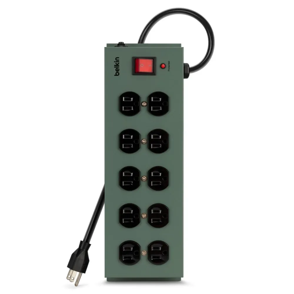 Sale 10-Outlet Metal Surge Protector with 15ft Power Cord Surge Protectors & Power Strips