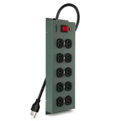 Sale 10-Outlet Metal Surge Protector with 15ft Power Cord Surge Protectors & Power Strips