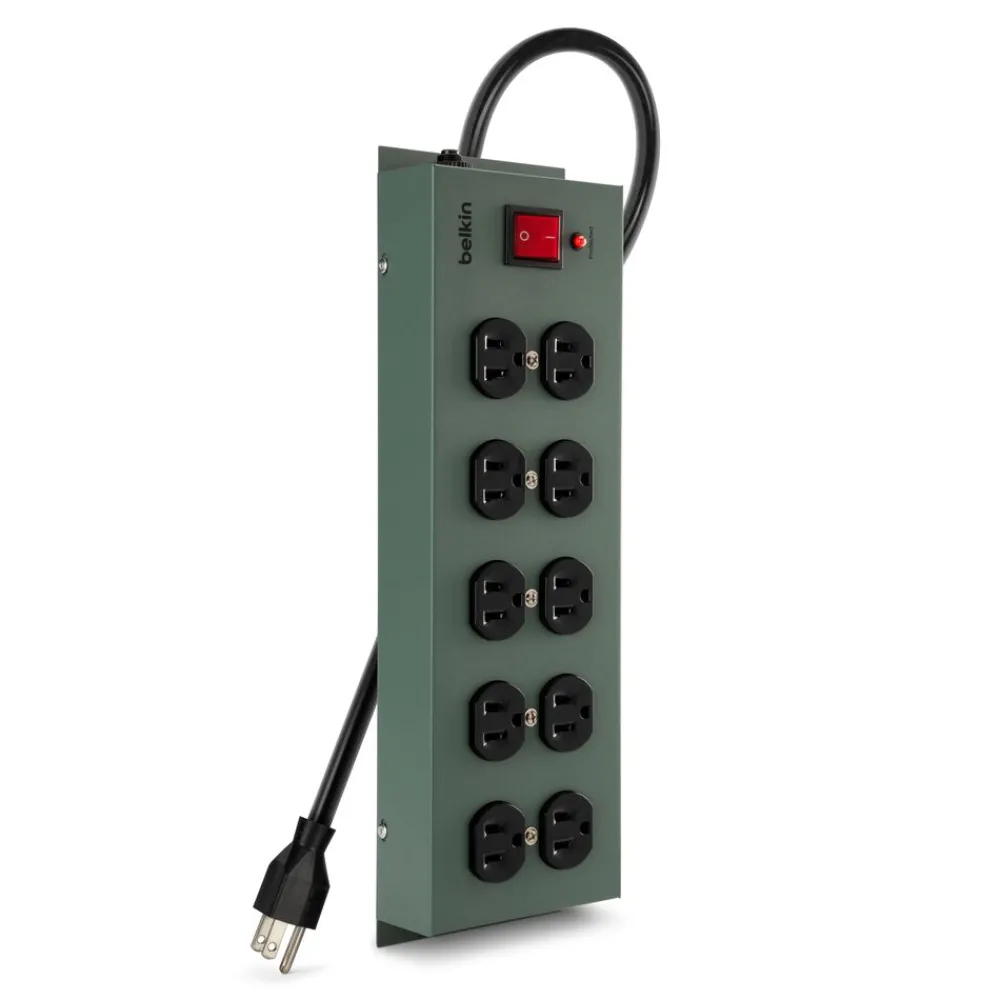Sale 10-Outlet Metal Surge Protector with 15ft Power Cord Surge Protectors & Power Strips