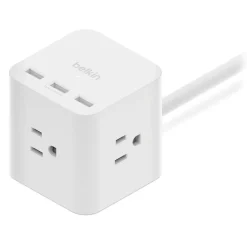 Sale 3-Outlet Power Cube with 5-Foot Cord and USB-A Ports Surge Protectors & Power Strips