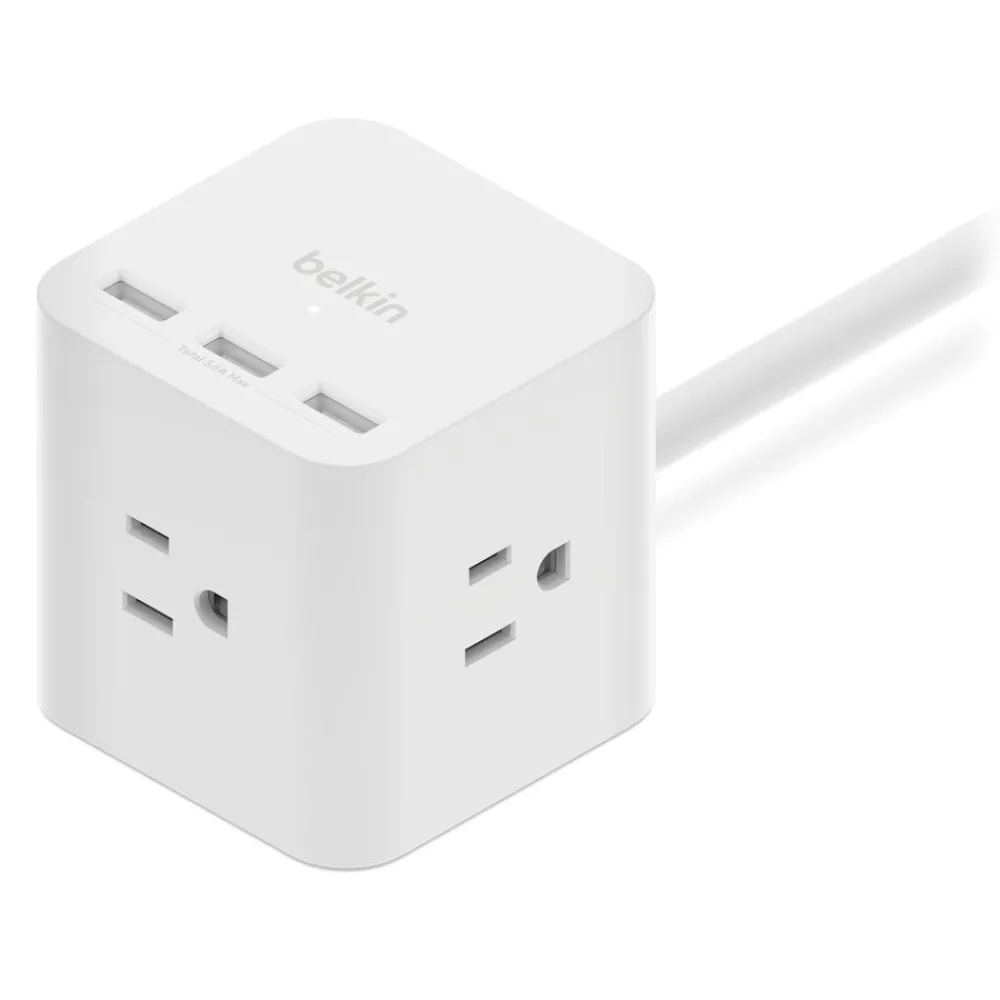 Sale 3-Outlet Power Cube with 5-Foot Cord and USB-A Ports Surge Protectors & Power Strips