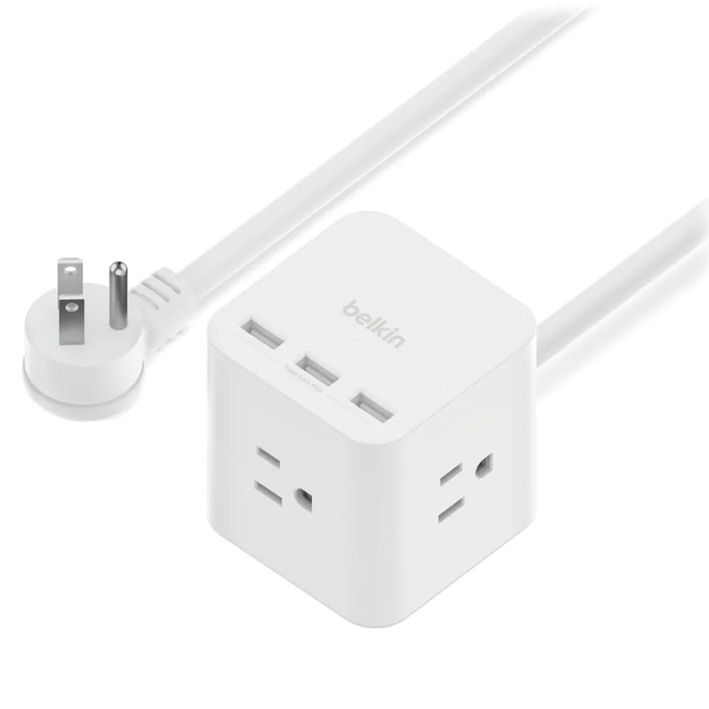 Sale 3-Outlet Power Cube with 5-Foot Cord and USB-A Ports Surge Protectors & Power Strips