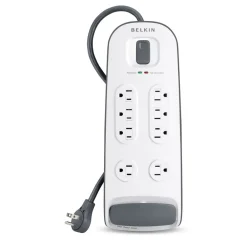 Hot 8-outlet Surge Protector with 6 ft Power Cord with Telephone Protection Surge Protectors & Power Strips