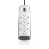 Fashion 12-outlet Surge Protector with 8 ft Power Cord and Ethernet, Cable/Satellite and Telephone Protection Surge Protectors & Power Strips