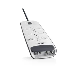 Fashion 12-outlet Surge Protector with 8 ft Power Cord and Ethernet, Cable/Satellite and Telephone Protection Surge Protectors & Power Strips