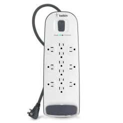 Sale 12-outlet Surge Protector with 8 ft Power Cord with Cable/Satellite and Telephone Protection Surge Protectors & Power Strips