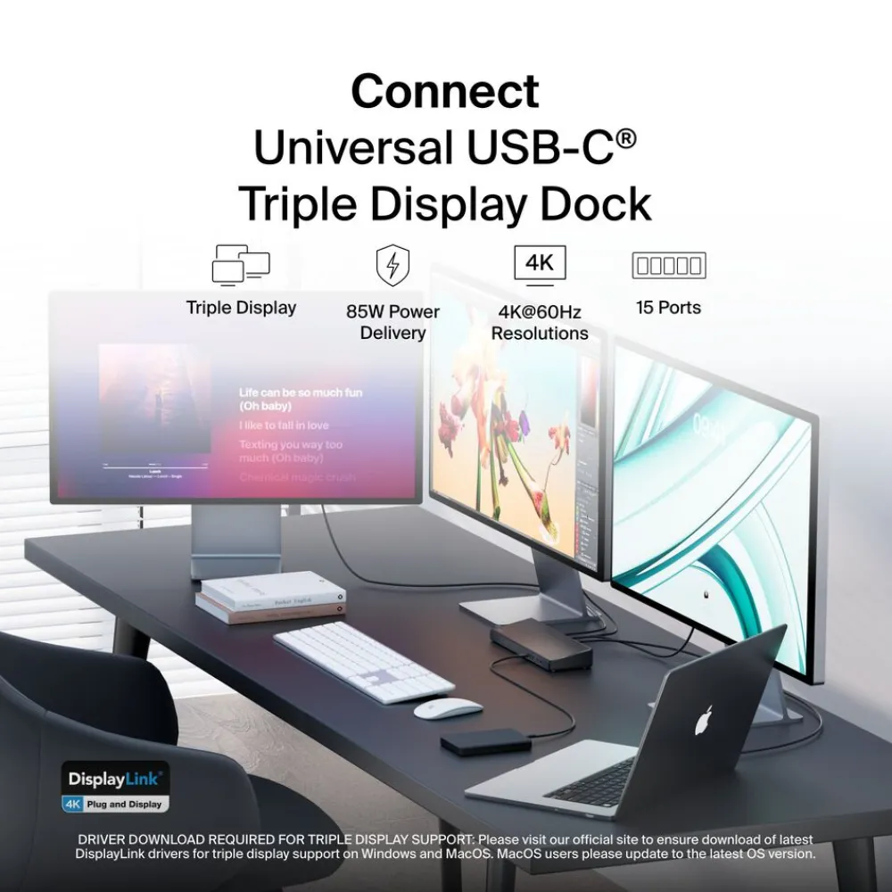 Clearance Universal USB-C® Triple Display Dock Laptop Docking Stations