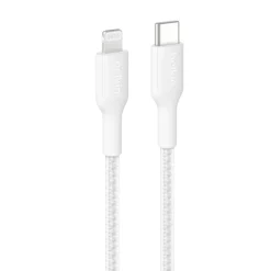 Fashion USB-C Braided Cable with Lightning Connector, 6.6ft/2m, White Charging Cables|Usb-C Cables