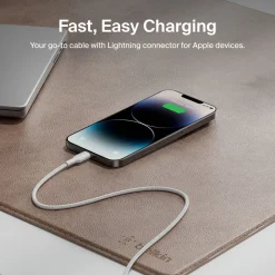 Fashion USB-C Braided Cable with Lightning Connector, 6.6ft/2m, White Charging Cables|Usb-C Cables