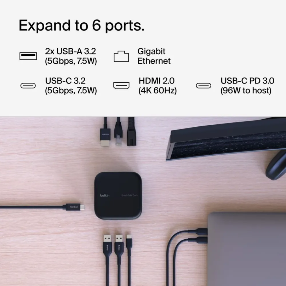 Best USB-C 6-in-1 Core GaN Dock 130W Laptop Docking Stations
