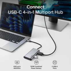 Sale USB-C 4-in-1 Multiport Adapter Usb & Usb-C Hubs