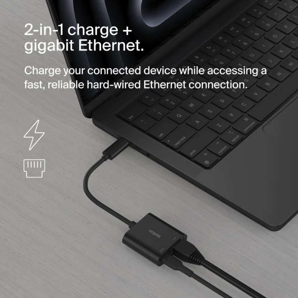Fashion USB-C to Ethernet + Charge Adapter 100W Usb-C Adapters|Ethernet Adapters
