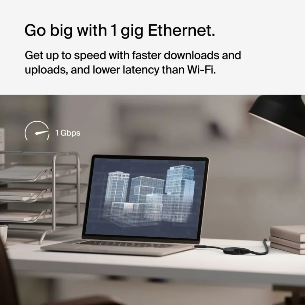 Fashion USB-C to Ethernet + Charge Adapter 100W Usb-C Adapters|Ethernet Adapters
